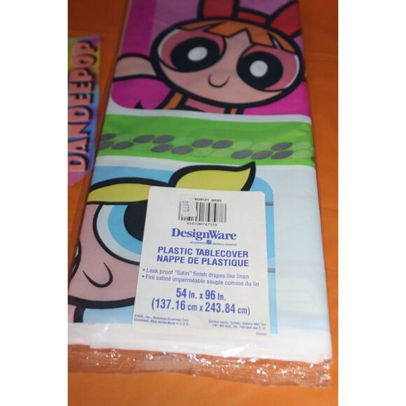 DesignWare American Greetings Powerpuff Girls Mania Plastic Tablecover 54 x 96" - Picture 2 of 3
